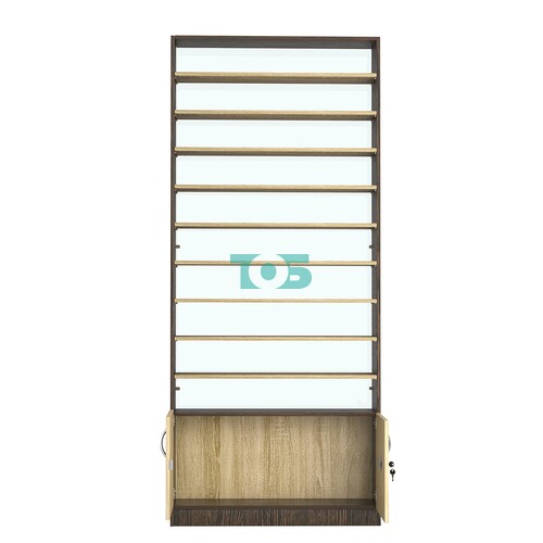 Стеллаж из ДСП с 9-ю полками 250x900 мм серии LEVEL-9 №11-1 (З/C - СТЕКЛО)