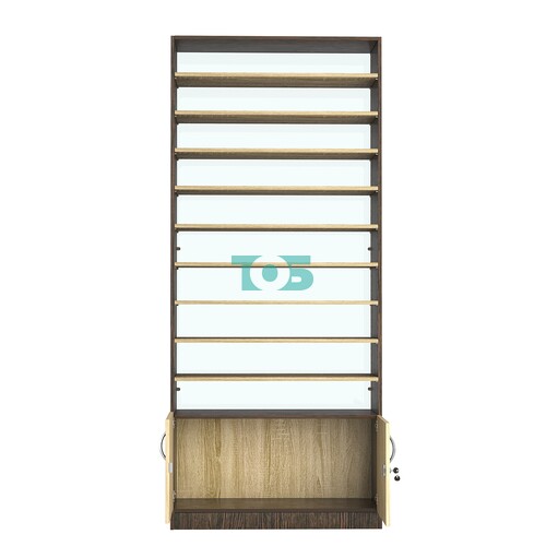 Стеллаж из ДСП с 9-ю полками 350x900 мм серии LEVEL-9 №13-1 (З/C - СТЕКЛО)