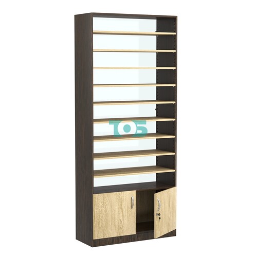 Стеллаж из ДСП с 9-ю полками 350x900 мм серии LEVEL-9 №13-1 (З/C - СТЕКЛО)