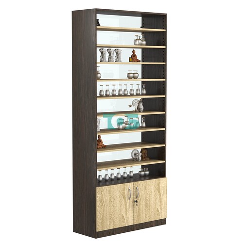 Стеллаж из ДСП с 9-ю полками 350x900 мм серии LEVEL-9 №13-1 (З/C - СТЕКЛО)