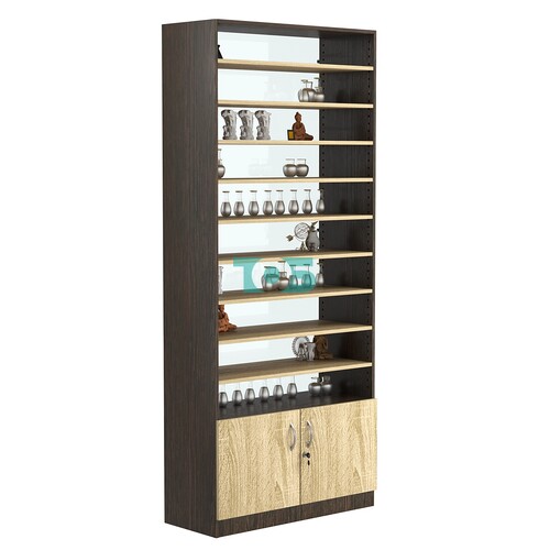 Стеллаж из ДСП с 9-ю полками 400x900 мм серии LEVEL-9 №14-1 (З/C - СТЕКЛО)