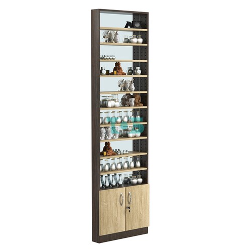 Стеллаж из ДСП с 10-ю полками 100x600 мм серии LEVEL-10 №1-2 (З/C - ЗЕРКАЛО)