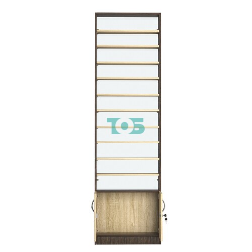 Стеллаж из ДСП с 10-ю полками 150x600 мм серии LEVEL-10 №2-1 (З/C - СТЕКЛО)