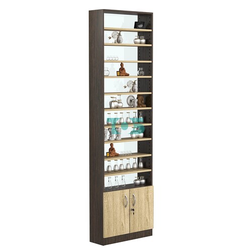 Стеллаж из ДСП с 10-ю полками 200x600 мм серии LEVEL-10 №3-1 (З/C - СТЕКЛО)