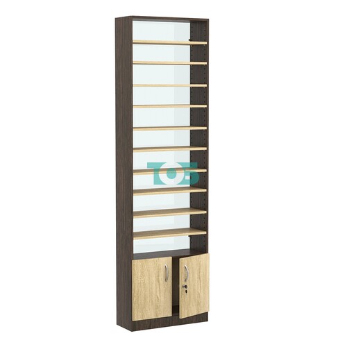 Стеллаж из ДСП с 10-ю полками 250x600 мм серии LEVEL-10 №4-1 (З/C - СТЕКЛО)