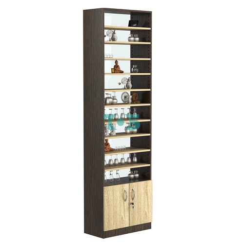 Стеллаж из ДСП с 10-ю полками 300x600 мм серии LEVEL-10 №5-1 (З/C - СТЕКЛО)