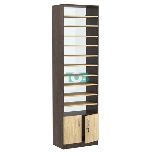 Стеллаж из ДСП с 10-ю полками 350x600 мм серии LEVEL-10 №6-1 (З/C - СТЕКЛО)