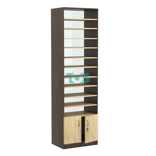 Стеллаж из ДСП с 10-ю полками 400x600 мм серии LEVEL-10 №7-1 (З/C - СТЕКЛО)