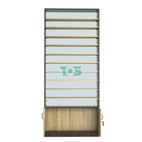 Стеллаж из ДСП с 10-ю полками 150x900 мм серии LEVEL-10 №9-2 (З/C - ЗЕРКАЛО)