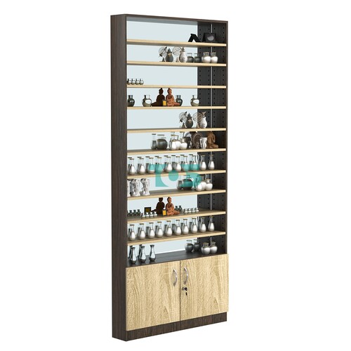 Стеллаж из ДСП с 10-ю полками 150x900 мм серии LEVEL-10 №9-2 (З/C - ЗЕРКАЛО)