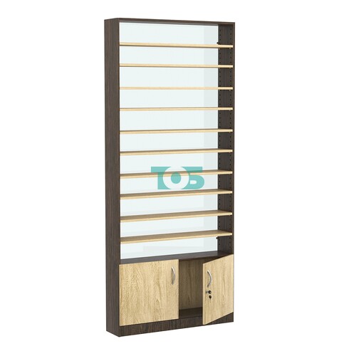 Стеллаж из ДСП с 10-ю полками 200x900 мм серии LEVEL-10 №10-1 (З/C - СТЕКЛО)