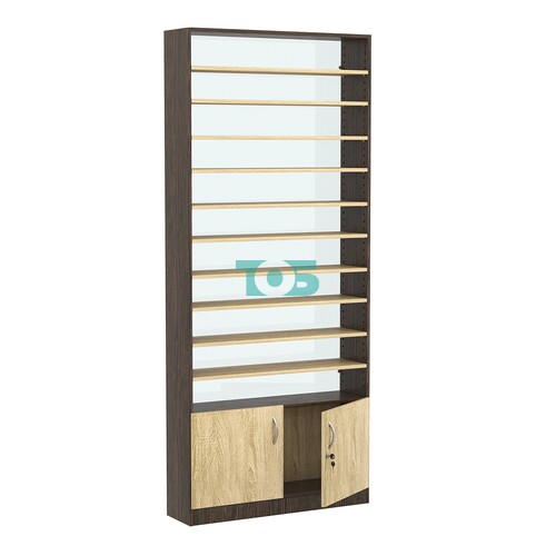 Стеллаж из ДСП с 10-ю полками 250x900 мм серии LEVEL-10 №11-1 (З/C - СТЕКЛО)