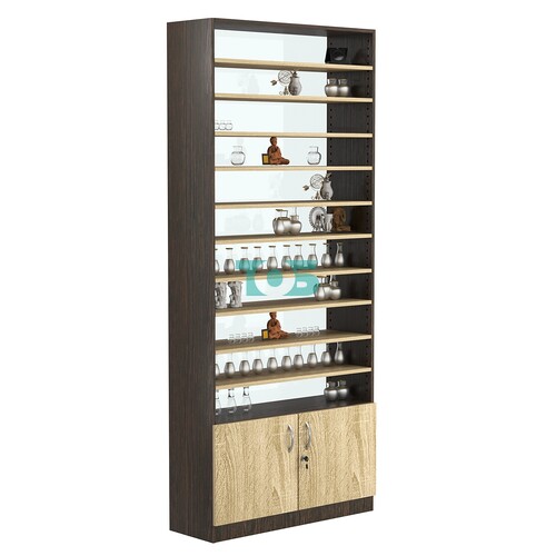 Стеллаж из ДСП с 10-ю полками 300x900 мм серии LEVEL-10 №12-1 (З/C - СТЕКЛО)