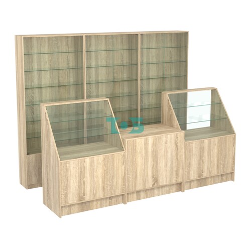 Комплект витрин с регулировочными полками NE-6 №12 и прилавков ЭК-7