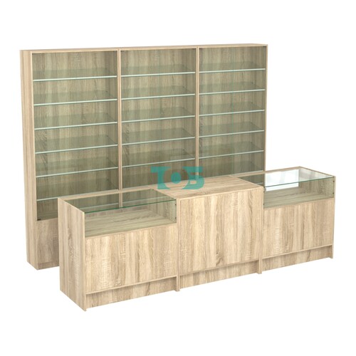 Комплект витрин с наклонными полками SL-6 №12 и прилавков ЭК-2