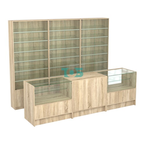 Комплект витрин с наклонными полками SL-6 №12 и прилавков ЭК-3