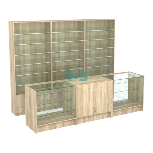 Комплект витрин с наклонными полками SL-6 №12 и прилавков ЭК-4