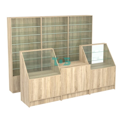 Комплект витрин с наклонными полками SL-6 №12 и прилавков ЭК-7