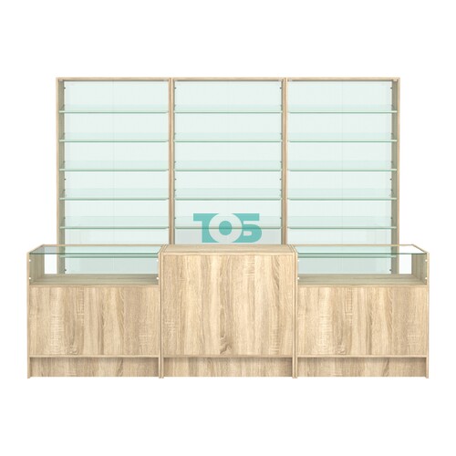 Комплект витрин с наклонными полками SL-6 №12-1 и прилавков ЭК-2