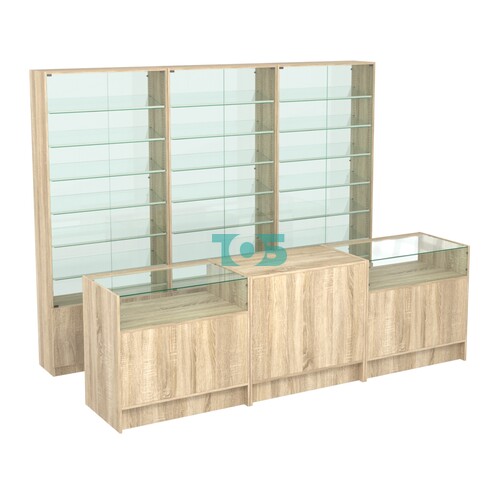 Комплект витрин с наклонными полками SL-6 №12-1 и прилавков ЭК-2