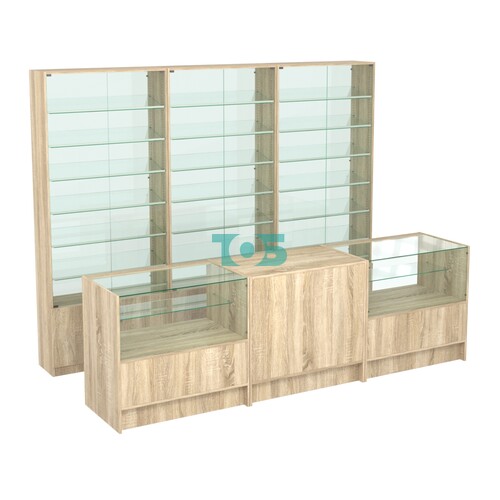 Комплект витрин с наклонными полками SL-6 №12-1 и прилавков ЭК-3