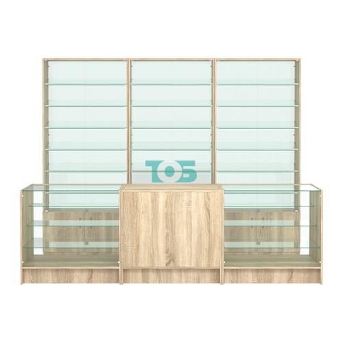 Комплект витрин с наклонными полками SL-6 №12-1 и прилавков ЭК-4