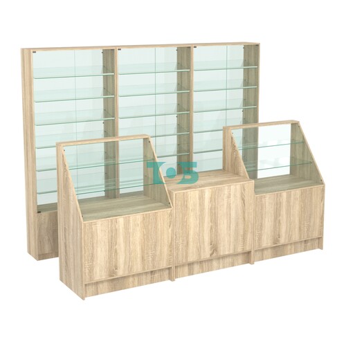 Комплект витрин с наклонными полками SL-6 №12-1 и прилавков ЭК-7