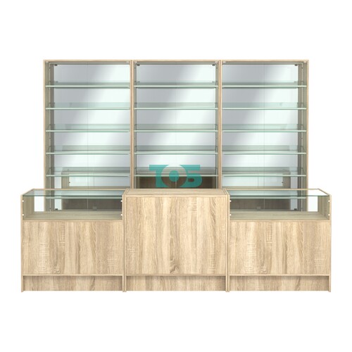 Комплект витрин с наклонными полками SL-6 №12-2 и прилавков ЭК-2