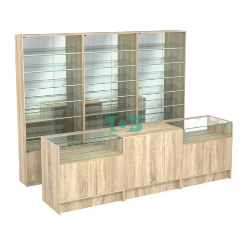 Комплект витрин с наклонными полками SL-6 №12-2 и прилавков ЭК-2