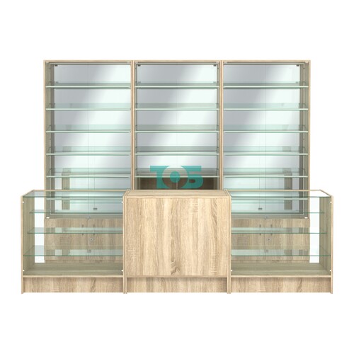 Комплект витрин с наклонными полками SL-6 №12-2 и прилавков ЭК-4