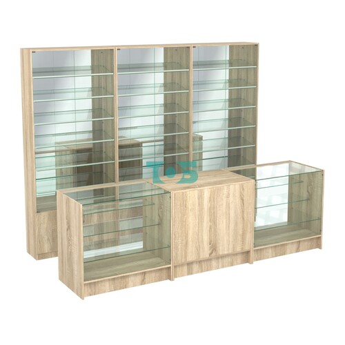 Комплект витрин с наклонными полками SL-6 №12-2 и прилавков ЭК-4