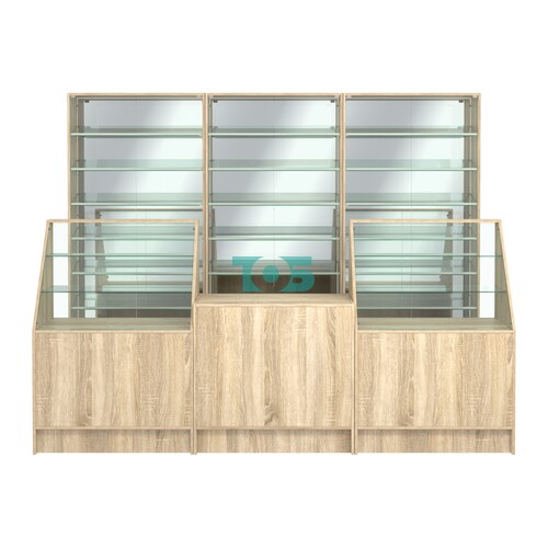 Комплект витрин с наклонными полками SL-6 №12-2 и прилавков ЭК-7