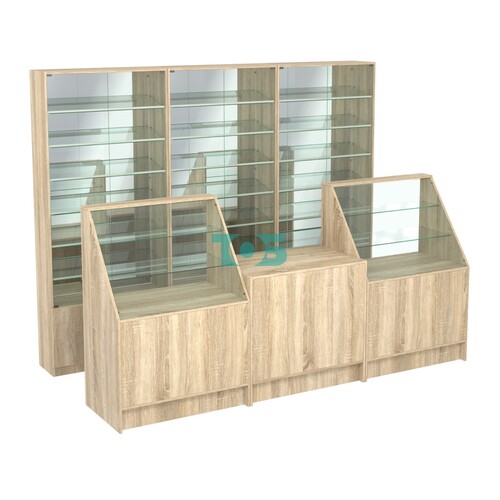 Комплект витрин с наклонными полками SL-6 №12-2 и прилавков ЭК-7