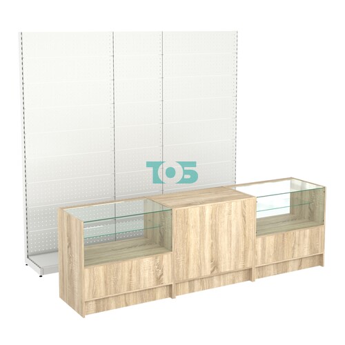 Комплект металлических стеллажей с перфорацией и прилавков ЭК-3