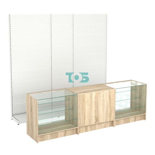 Комплект металлических стеллажей с перфорацией и прилавков ЭК-4