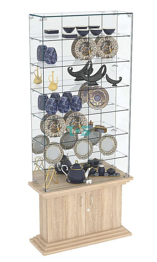 Витрина узкая с 6-ю полками зеркальная ЦИТАДЕЛЬ №34