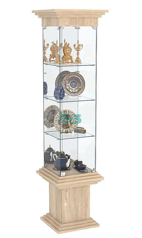 Витрина стаканчик с зеркалом и тремя полками КОЛОСС №4