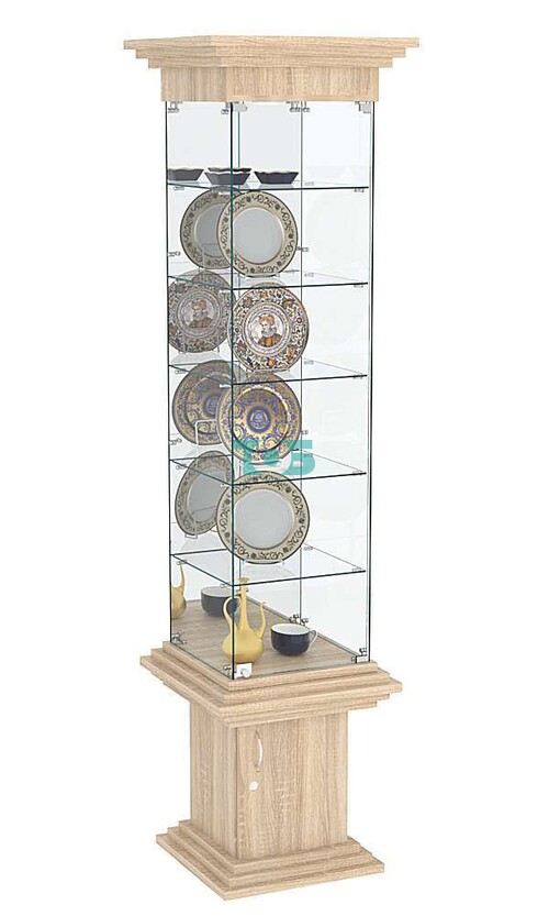 Витрина стаканчик с зеркалом и пятью полками КОЛОСС №504