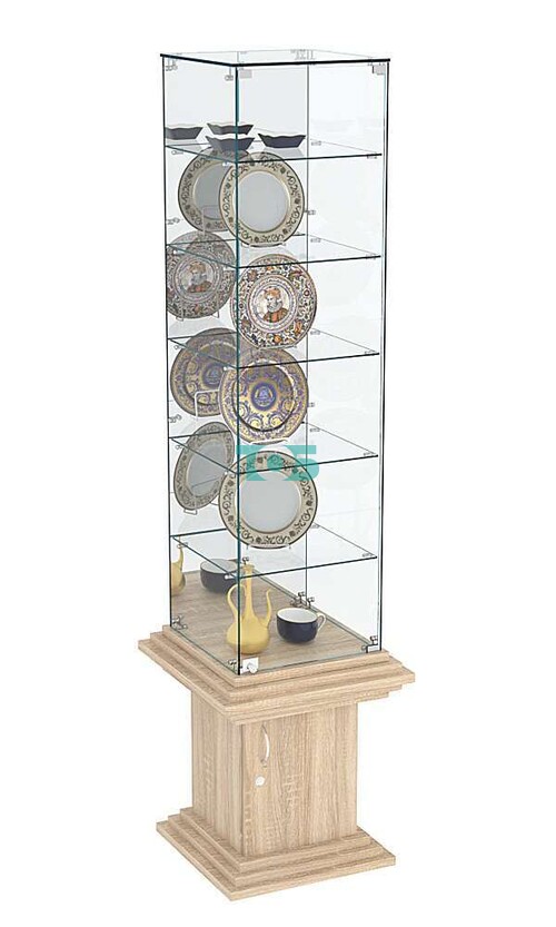 Витрина стаканчик с 5-ю полками и зеркалом КОЛОСС №508