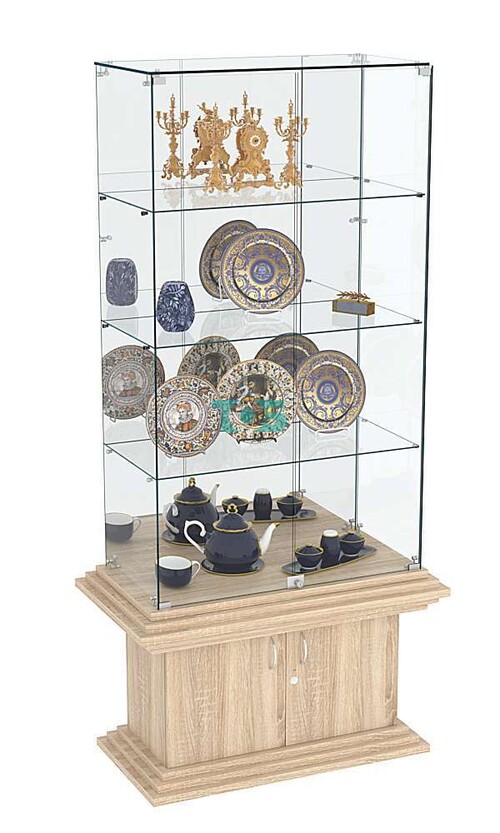 Витрина широкая с зеркалом и тремя полками КОЛОСС №7