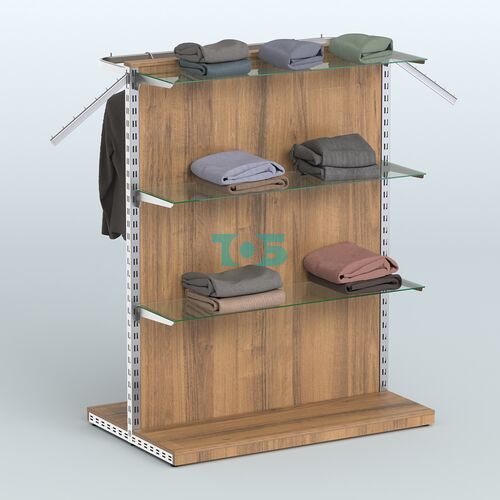 Система ЭЛЕГАНТ островная с ДСП, тремя прозрачными полками и прямым поручнем №6