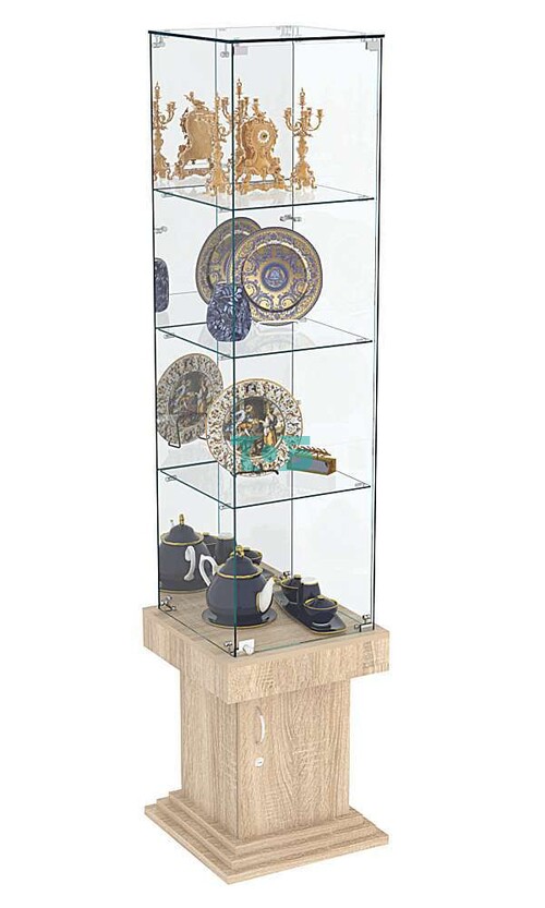 Витрина стаканчик с тремя полками и зеркалом ДОНЖОН №8