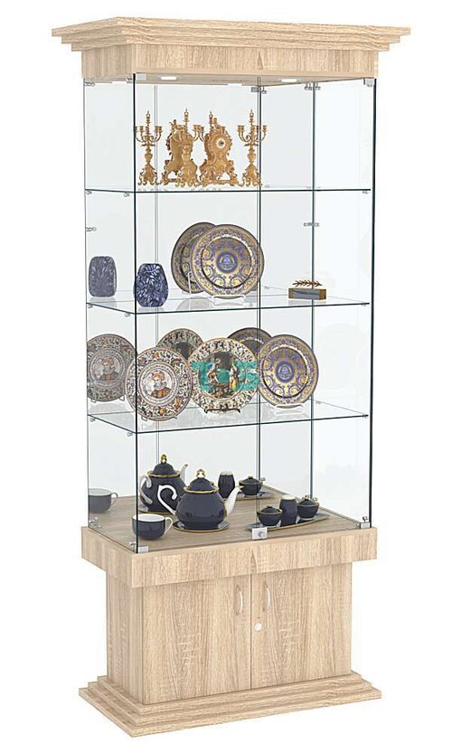 Витрина широкая с тремя полками и зеркалом ДОНЖОН №3