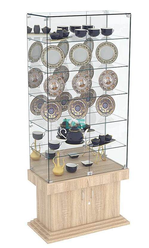 Витрина широкая с зеркалом и 5-ю полками ДОНЖОН №507