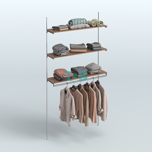 Модульная система Neo Fix №13 со сборным поручнем и тремя полками ДСП 16 мм (1200 мм)