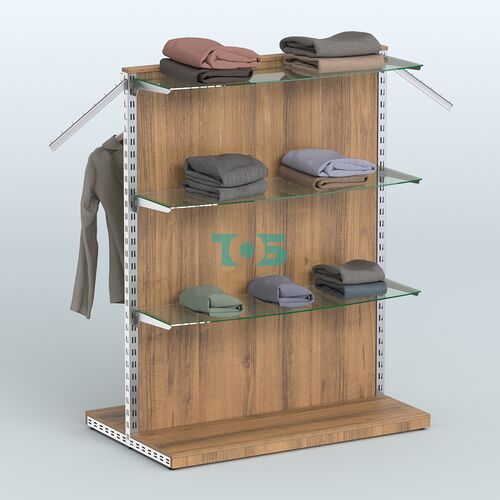 Система ЭЛЕГАНТ островная с ДСП, поручнем под кронштейны и полками из стекла №12