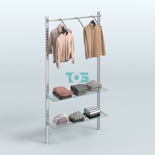 Система ГЛОБАЛ с двумя стеклянными полками и пристенным поручнем №7 (1200 мм)