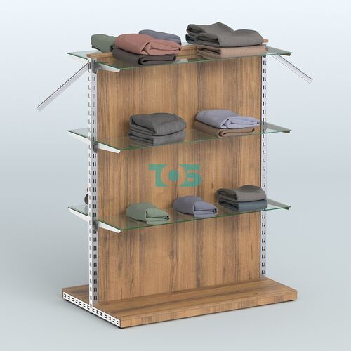 Система ЭЛЕГАНТ островная с ДСП и шестью полками из стекла №16