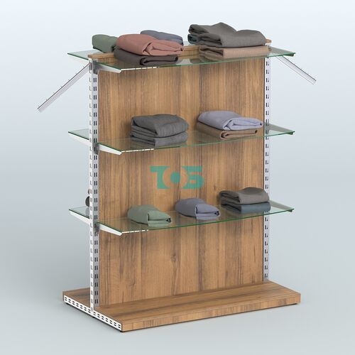 Система ЭЛЕГАНТ островная с ДСП и шестью закругленными прозрачными полками №17