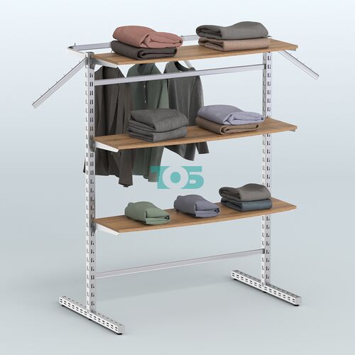 Система ЭЛЕГАНТ островная с полками ДСП и хромированным поручнем №13г